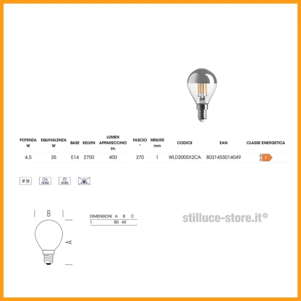 lampadina-led-e14-sfera-cupola-argentata-stilluce-store-bergamo