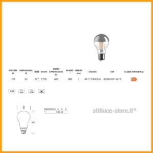 Lampadina LED E27 Goccia Cupola Argentata - immagine 2