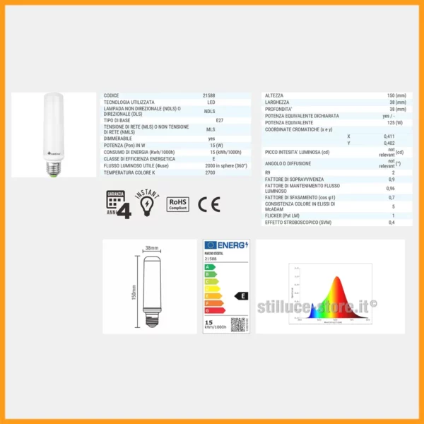lampadina-led-e27-tubolare-15w-dimmerabile-2700K-21588-stilluce-store-bergamo