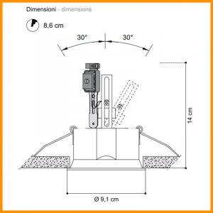 Egoluce Tappo Faretto Incasso 230V orient. cod. 6319 - immagine 2