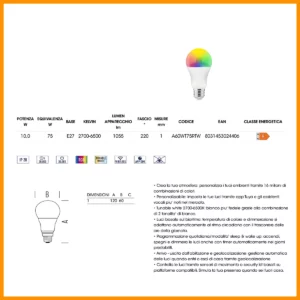 Lampadina LED E27 Goccia Smart RGB +Tunable White - immagine 2