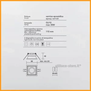 ISYLUCE-SIMPLIE-FARETTO INCASSO-QUADRATO-COD-716-GU10-STILLUCE-STORE-BERGAMO_DIM