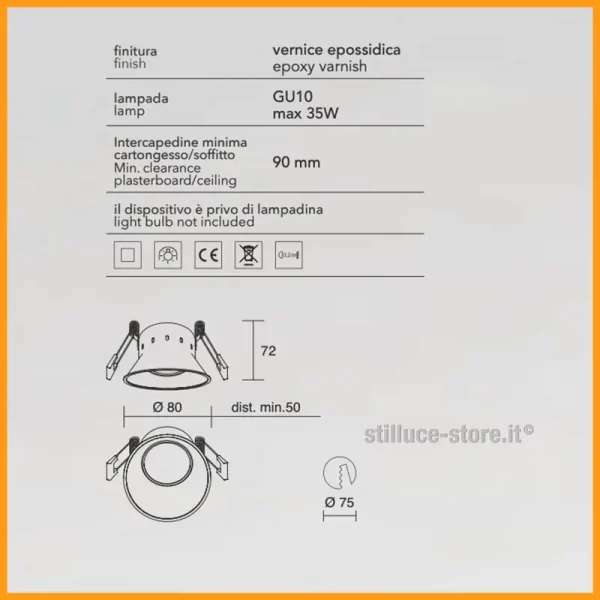 ISYLUCE-SIMPLIE-FARETTO INCASSO-TONDO-BI-COD-714-GU10-STILLUCE-STORE-BERGAMO_DIM