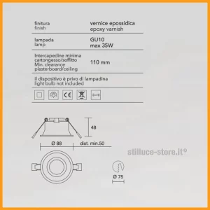 ISYLUCE-SIMPLIE-FARETTO INCASSO-TONDO-COD-708-GU10-STILLUCE-STORE-BERGAMO_DIM