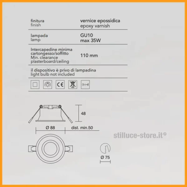 ISYLUCE-SIMPLIE-FARETTO INCASSO-TONDO-COD-708-GU10-STILLUCE-STORE-BERGAMO_DIM