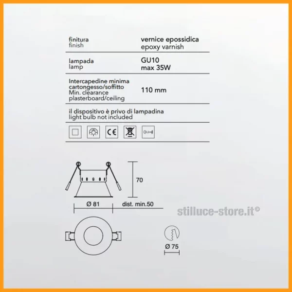 ISYLUCE-SIMPLIE-FARETTO INCASSO-TONDO-COD-712-GU10-STILLUCE-STORE-BERGAMO_DIM