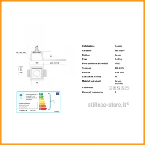 Isyluce Gypsos Faretto Incasso Gesso GU10 220V Cod. 807 - immagine 3
