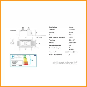 Isyluce Gypsos Faretto Incasso Gesso GU10 220V Cod. 808 - immagine 3