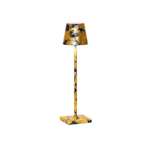 ZAFFERANO-POLDINA-PRO-MICRO-BLU-FOGLIA ORO-CRAQUELE-LAMPADA-TAVOLO-STILLUCE-STORE-BERGAMO