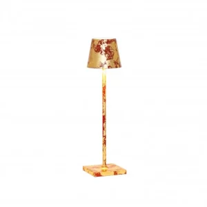 ZAFFERANO-POLDINA-PRO-MICRO-ROSSO-FOGLIA ORO-CRAQUELE-LAMPADA-TAVOLO-STILLUCE-STORE-BERGAMO