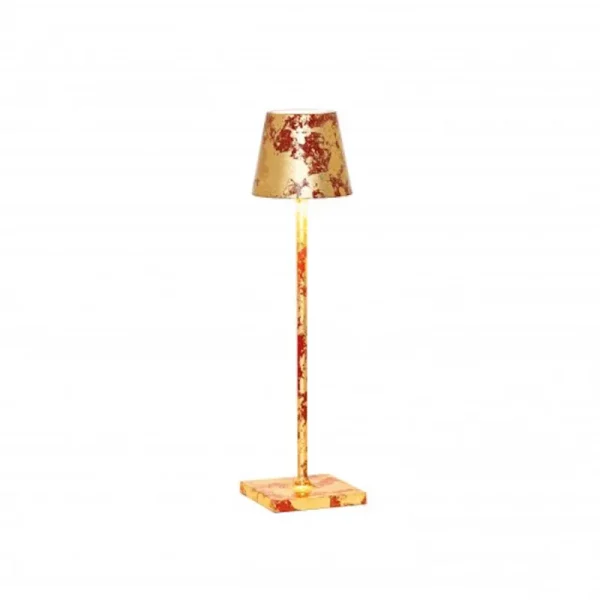 ZAFFERANO-POLDINA-PRO-MICRO-ROSSO-FOGLIA ORO-CRAQUELE-LAMPADA-TAVOLO-STILLUCE-STORE-BERGAMO