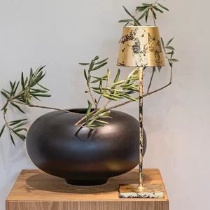 ZAFFERANO-POLDINA-PRO-NERO-FOGLIA ORO-CRAQUELE-LAMPADA-TAVOLO-AMB-STILLUCE-STORE-BERGAMO