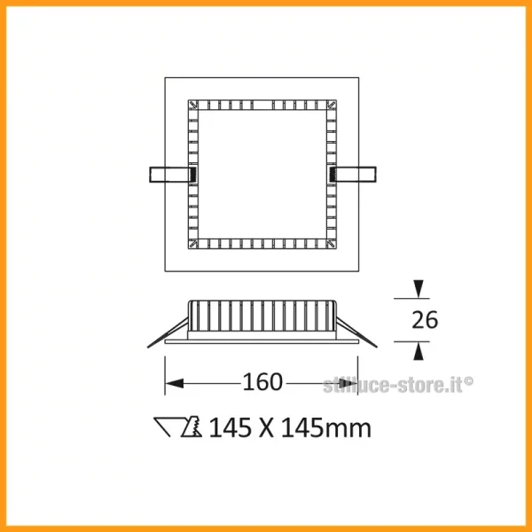 NOVALUX-SLIM-QUADRATO-FARETTO INCASSO-160-13W-STILLUCE-STORE-BERGAMO_DIM