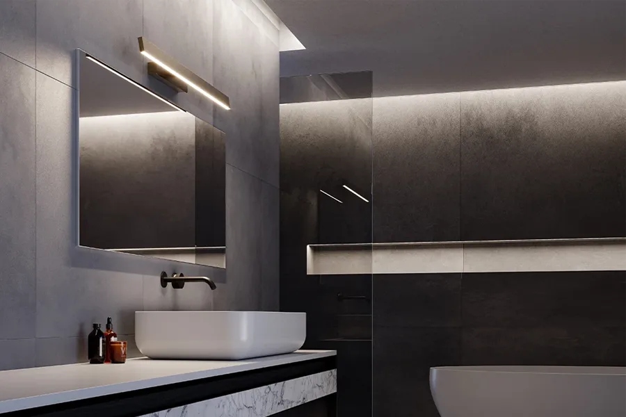 Specchio bagno con illuminazione LED integrata, luce frontale moderna Stilluce Store Bergamo