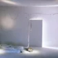 Sistema di illuminazione a cavi YaYaHo di Ingo Maurer installato in una camera da letto